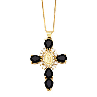 Schwarz/Goldene Maria Kreuzkette